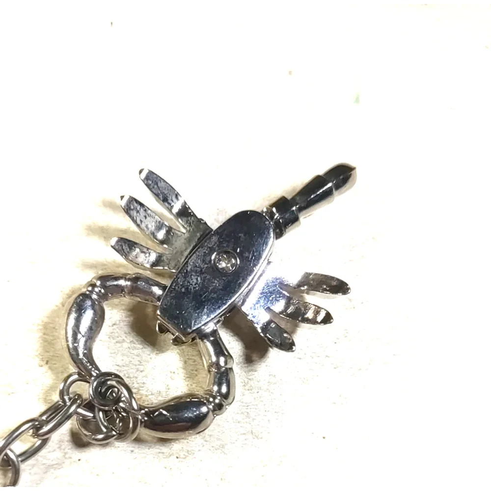 Scorpion Keychain Metal Articulated Silver Tone